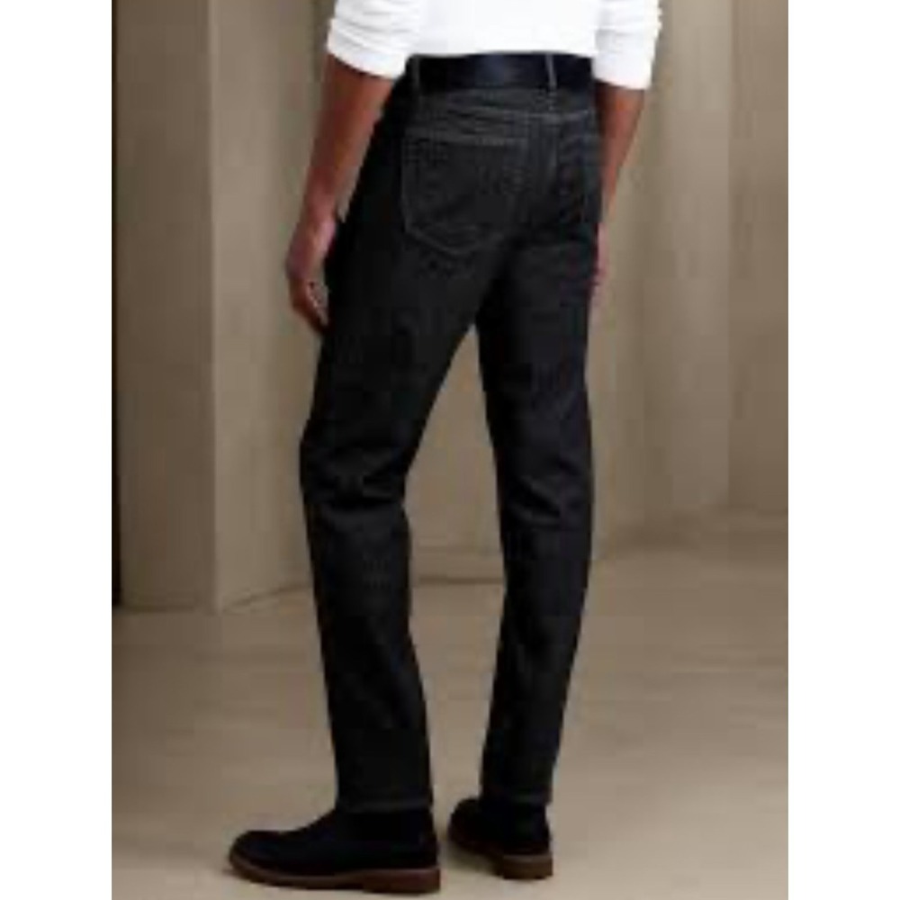BANANA REPUBLIC Men's Straight Organic Cotton Jean Black Prewashed 35W